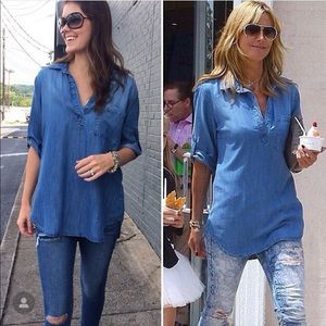 Anthro Cloth and Stone Chambray Jean Shirt